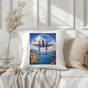 P-38 Lightning in the Mediterranean Theater Throw Pillow