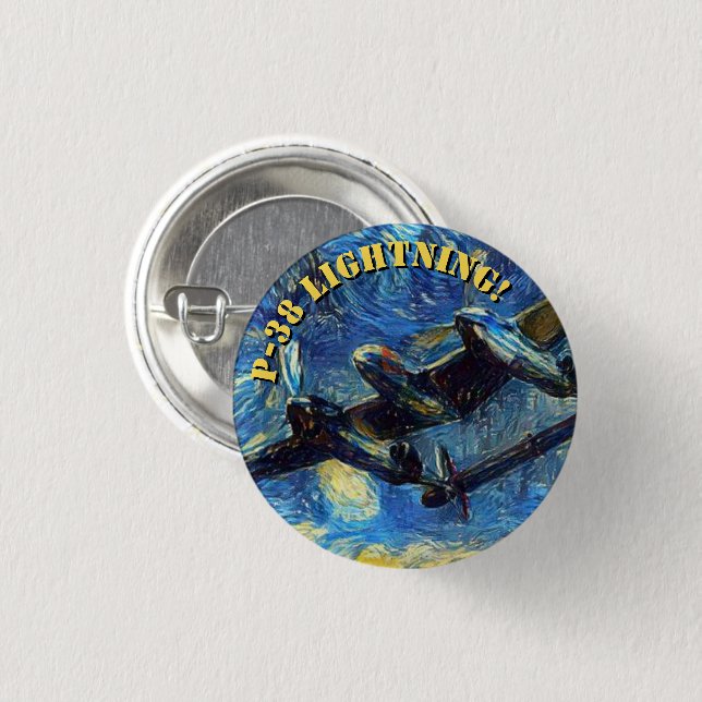 P-38 Lightning Starry Night Pin (Front & Back)