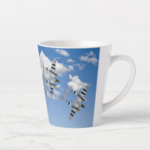 P-38 Lightnings with D-Day Stripes in Clouds Latte Mug