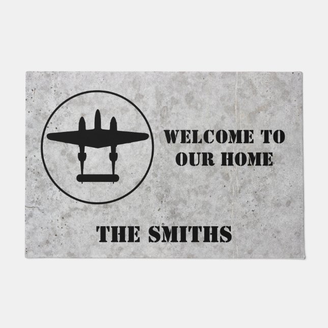 P-38 Logo Welcome to our Home Doormat (Front)