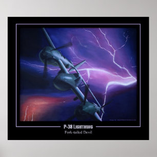 P-38 Poster diabolique à queue de foudre