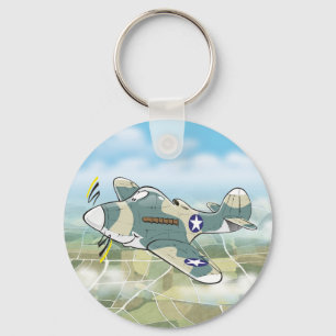 P-39 airacobra airplane caricature keychain
