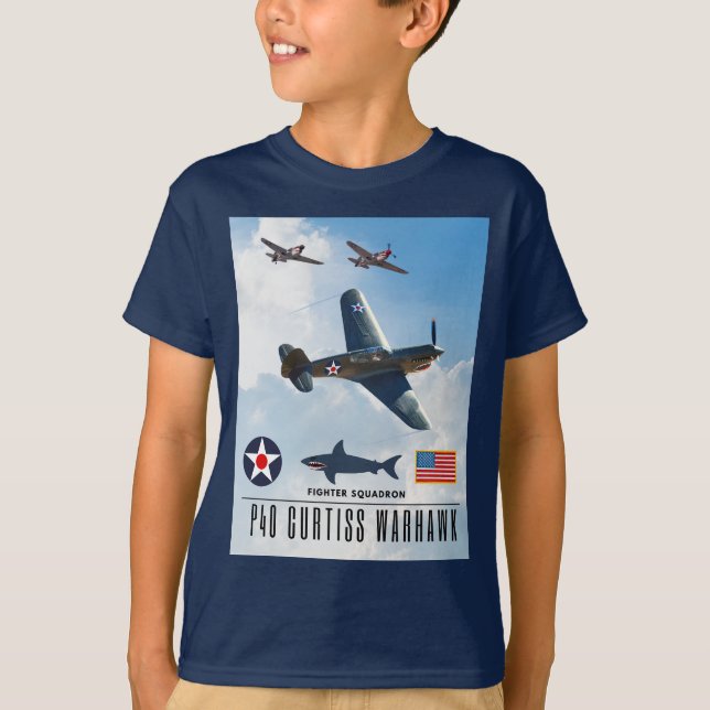 P-40 CURTISS WARHAWK FIGHTER SQUADRON T-Shirt (Front)