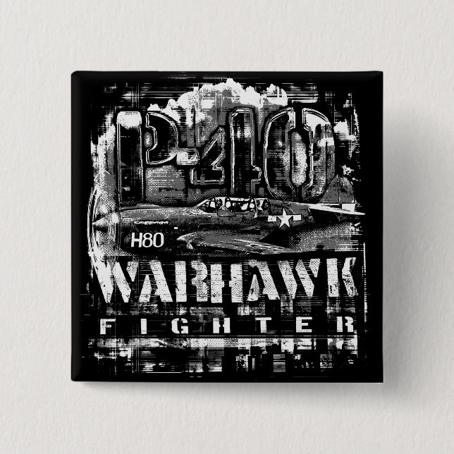 P-40 Warhawk 2 Inch Square Button (Front)