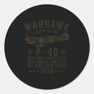 P-40 Warhawk Ww2 Fighter Aircraft First To The Fig Classic Round Sticker