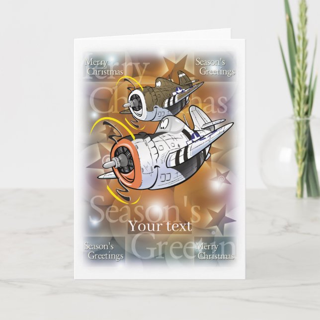 P-47 Carte de Noël, texte modifiable et plans (Devant)