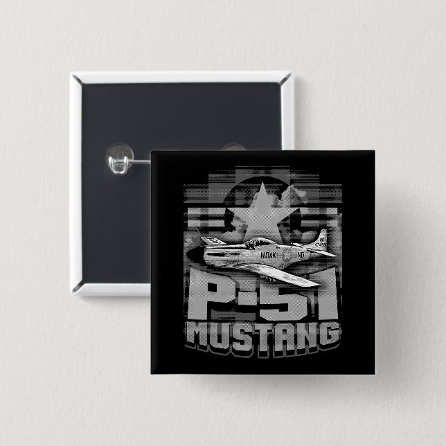 P-51 Mustang 2 Inch Square Button (Front & Back)