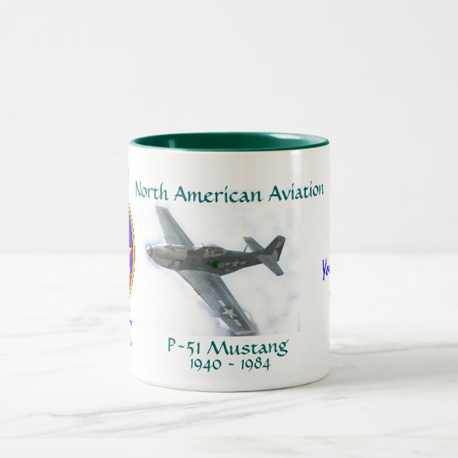 P-51 MUSTANG, 7th Fighter Squadron Two-Tone Coffee Mug (Center)