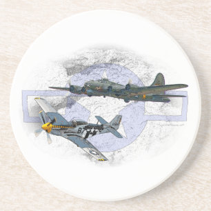 P-51 Mustang flying escort Coaster