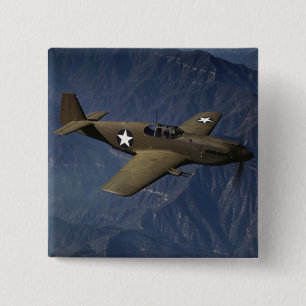 P-51 Mustang in Flight, 1942 2 Inch Square Button