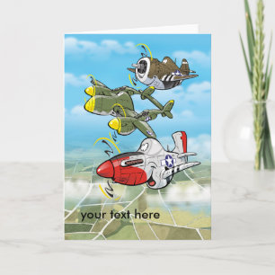 P-51 mustang, P-38 and P-47 greeting card