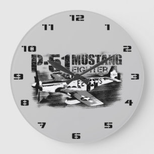 P-51 Mustang Round (Large) Wall Clock