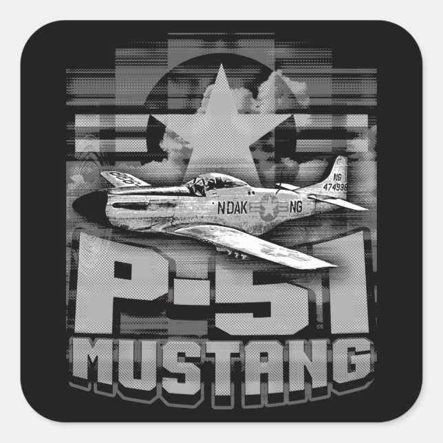 P-51 Mustang Square Sticker (Front)