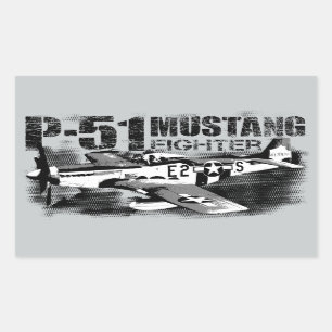 P-51 Stickers Rectangle de Mustang