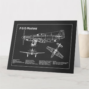 P-51D Mustang - Airplane Blueprint PD Thank You Card
