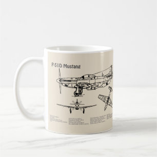 P-51D Mustang - Airplane Blueprint SD Coffee Mug