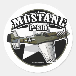 P-51D Mustang Classic Round Sticker