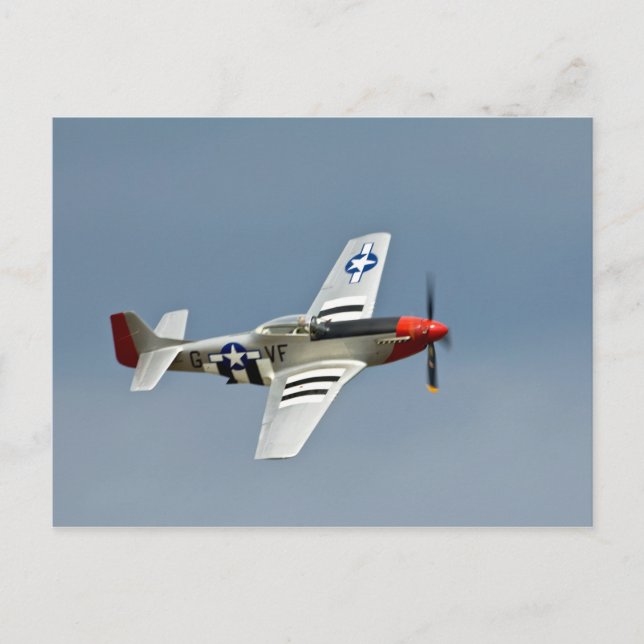 P-51D Mustang Fighter with D-Day markings flying Postcard (Front)