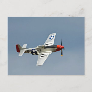 P-51D Mustang Fighter with D-Day markings flying Postcard