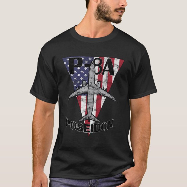 P-8 Poseidon Military Airplane Patriotic T-Shirt (Front)