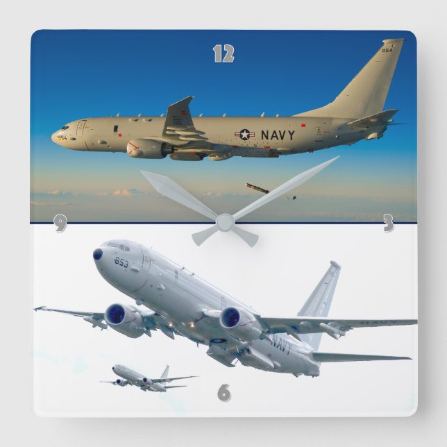 P-8 POSEIDON SQUARE WALL CLOCK (Front)