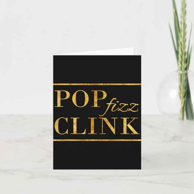 P Clink Fizz Drink Happy New Year New Years Eve  Card (Front)