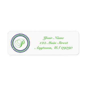 P Dot Circle Mongram Address Label (Green / Blue)