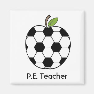 P.E. Teacher Soccer Ball Apple Magnet