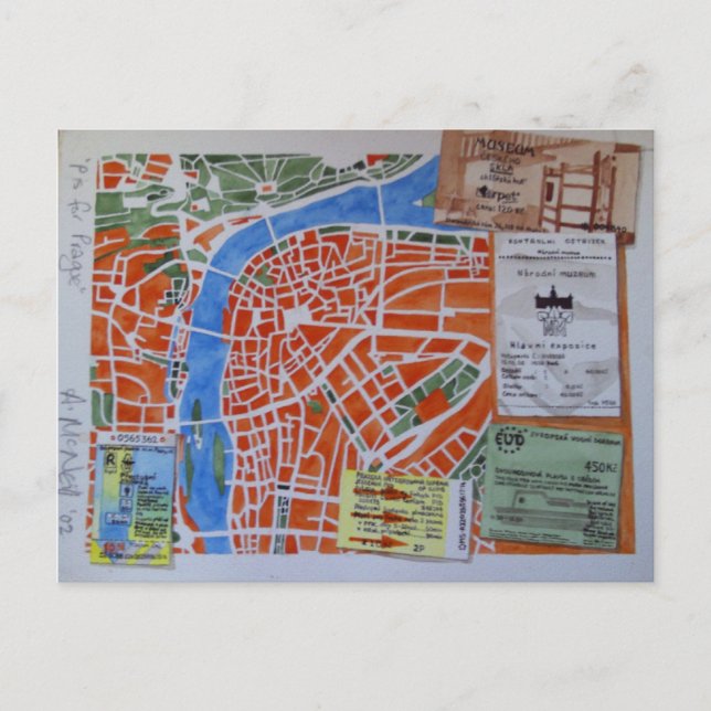 P est pour la carte postale Prague (Devant)