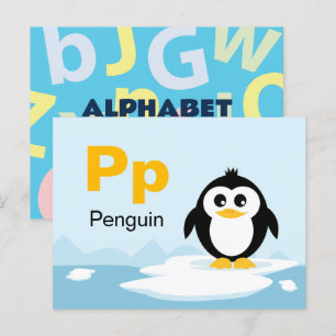 P est pour Penguin - Carte Flash Alphabet