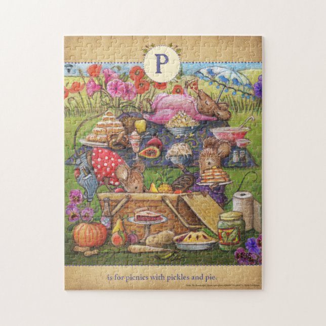 P est pour Picnics mouse Alphabet Puzzle (Vertical)