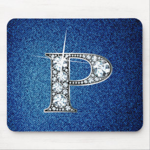 P Faux-"Diamond Bling" on Denim Mousepad