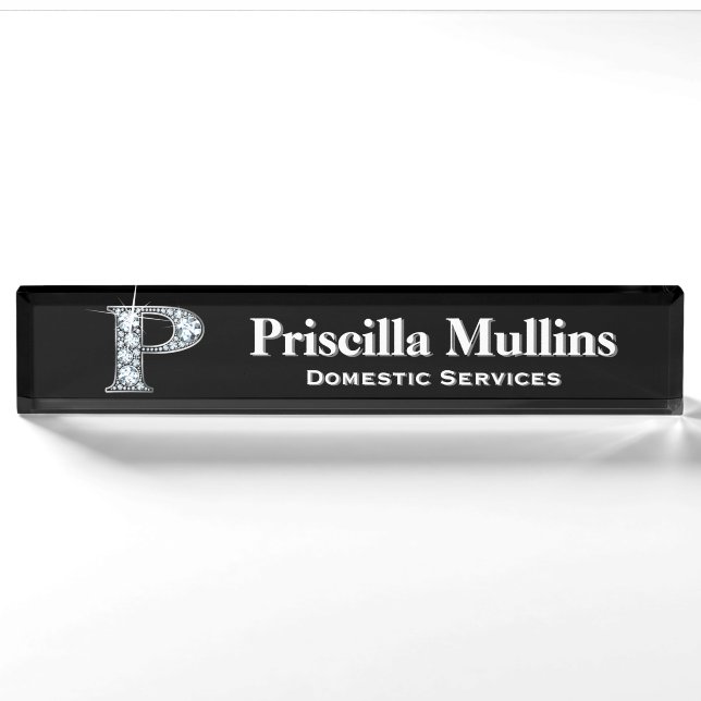 P Faux Diamond Desk Plaque d'identification (Devant)