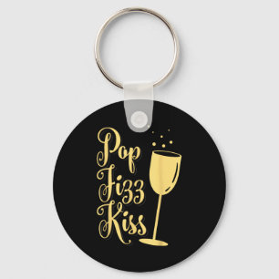 P Fizz Kiss Funny New Years Eve Wine Champagne  Keychain