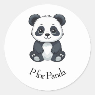 P for Panda Classic Round Sticker