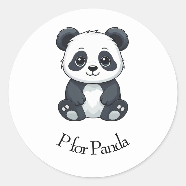 P for Panda Classic Round Sticker (Front)