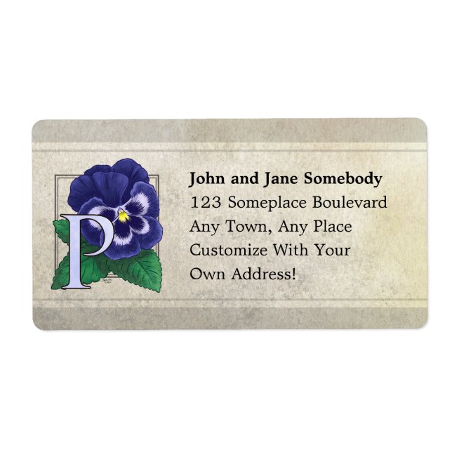 P for Pansy Flower Monogram (Front)