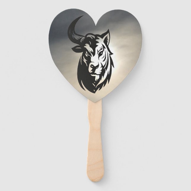 P half bull half tiger hand fan (Front)