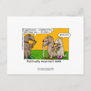 P.I. Mink (Human Stole) Cartoon On Postcard