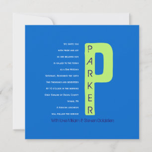 P Initial Collection Bar Mitzvah Invitation