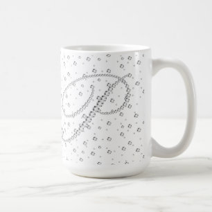 P Initial Monogram White Diamonds Print Coffee Mug