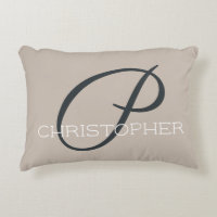 P Initial Personalized Name Neutral Taupe Tan
