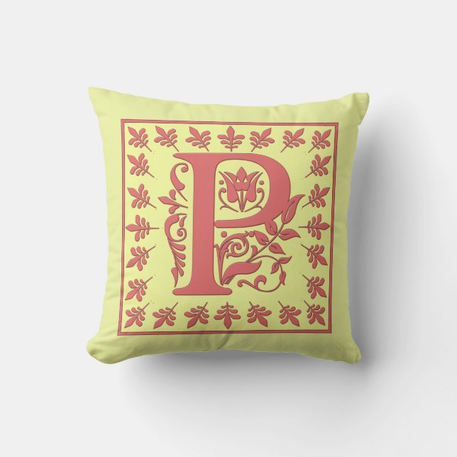 P INITIAL PILLOW - Letter P on YELLOW Background (Front)