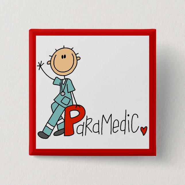P is for Paramedic 2 Inch Square Button (Front)