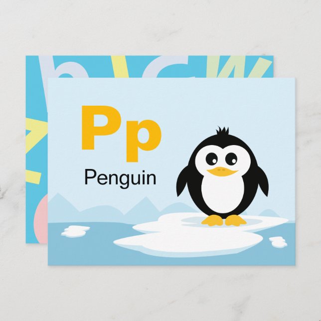 P is for Penguin - Alphabet Flash Card (Front/Back)