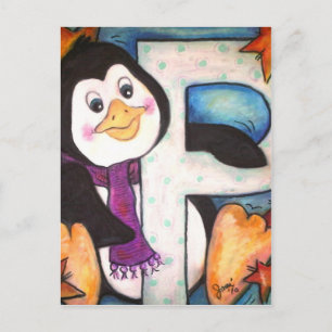P is for Penguin Postcard
