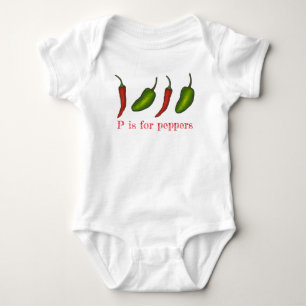 P is for Peppers Chili Jalapeño Veggie Letter P Baby Bodysuit