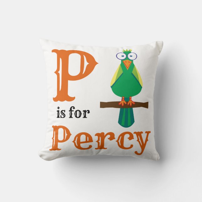 P is for Percy baby boy  Throw Pillow (Front)