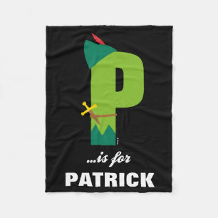 P is for Peter Pan   Add Your Name Fleece Blanket