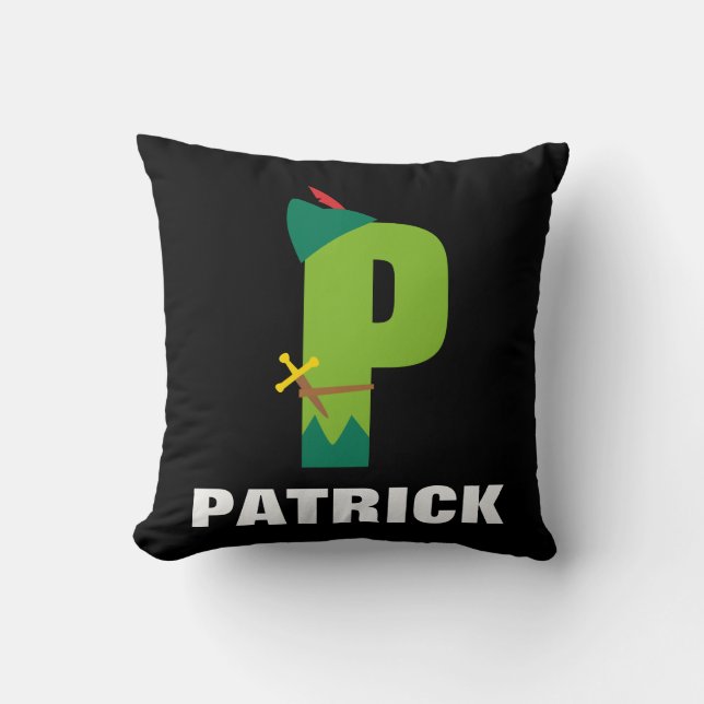 P is for Peter Pan | Add Your Name Throw Pillow (Front)